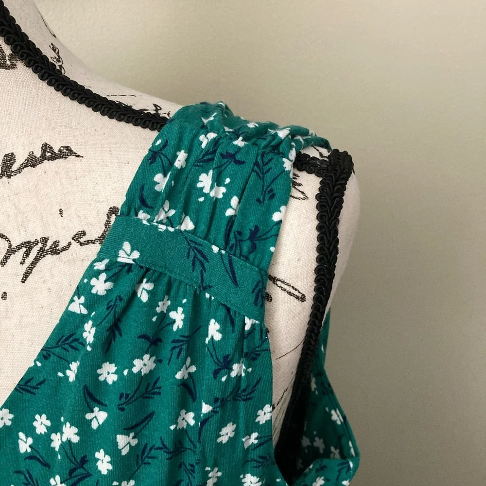 NWT Cynthia Rowley green floral sleeveless V-neck mini dress, size medium - Picture 5 of 11